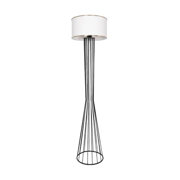 GloboStar® NOVA 201-0036 Μοντέρνο Επιδαπέδιο Φωτιστικό 1 x E27 IP20 Μαύρο Μεταλλό με Λευκό Ύφασμα - Μ38 x Π38 x Υ155cm - Image 4