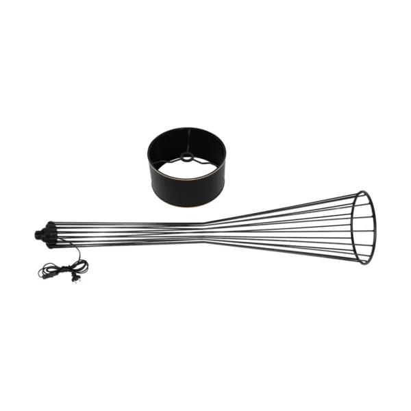 GloboStar® NOVA 201-0037 Μοντέρνο Επιδαπέδιο Φωτιστικό 1 x E27 IP20 Μαύρο Μεταλλό με Μαύρο Ύφασμα - Μ38 x Π38 x Υ155cm - Image 11