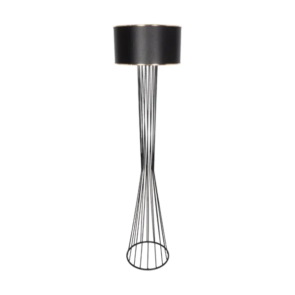 GloboStar® NOVA 201-0037 Μοντέρνο Επιδαπέδιο Φωτιστικό 1 x E27 IP20 Μαύρο Μεταλλό με Μαύρο Ύφασμα - Μ38 x Π38 x Υ155cm - Image 3