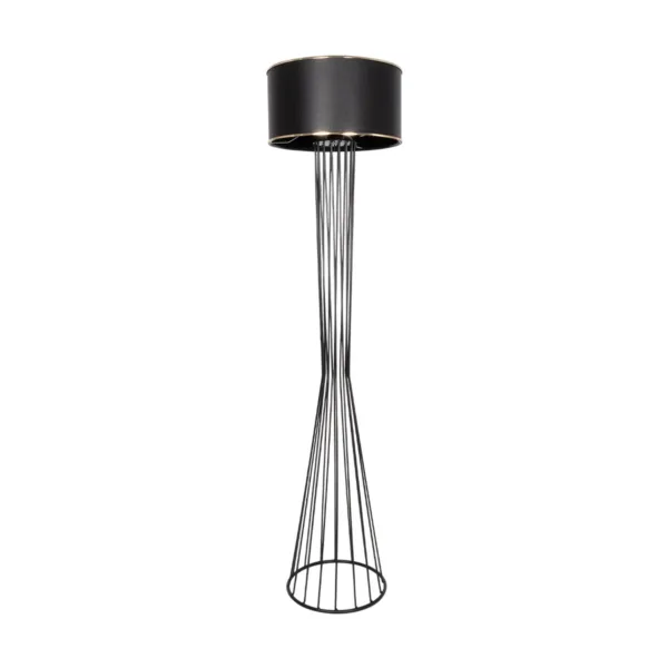GloboStar® NOVA 201-0037 Μοντέρνο Επιδαπέδιο Φωτιστικό 1 x E27 IP20 Μαύρο Μεταλλό με Μαύρο Ύφασμα - Μ38 x Π38 x Υ155cm - Image 4
