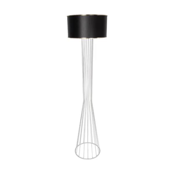 GloboStar® NOVA 201-0038 Μοντέρνο Επιδαπέδιο Φωτιστικό 1 x E27 IP20 Λευκό Μεταλλό με Μαύρο Ύφασμα - Μ38 x Π38 x Υ155cm - Image 3