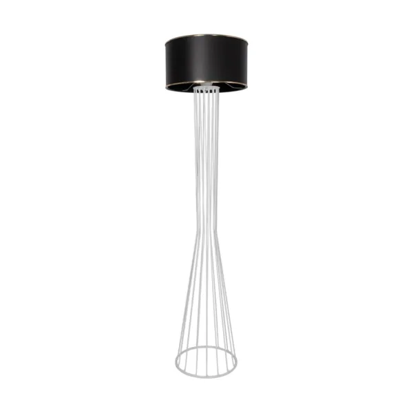 GloboStar® NOVA 201-0038 Μοντέρνο Επιδαπέδιο Φωτιστικό 1 x E27 IP20 Λευκό Μεταλλό με Μαύρο Ύφασμα - Μ38 x Π38 x Υ155cm - Image 4