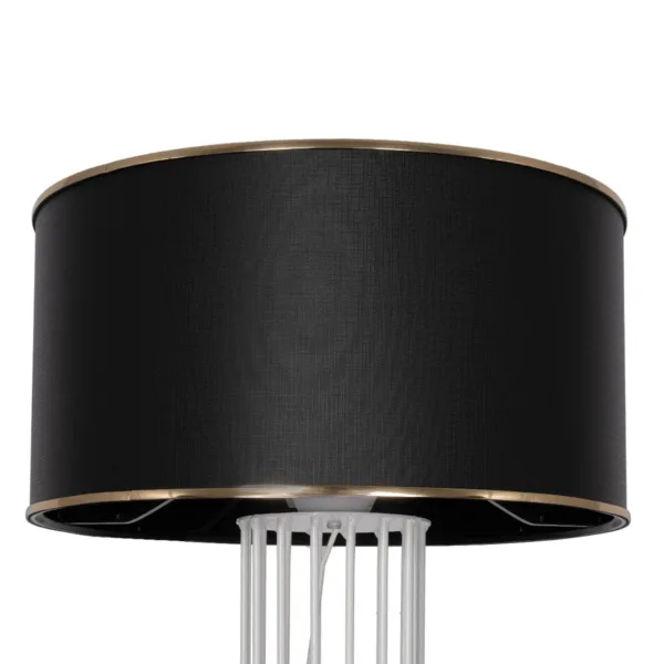 GloboStar® NOVA 201-0038 Μοντέρνο Επιδαπέδιο Φωτιστικό 1 x E27 IP20 Λευκό Μεταλλό με Μαύρο Ύφασμα - Μ38 x Π38 x Υ155cm - Image 7