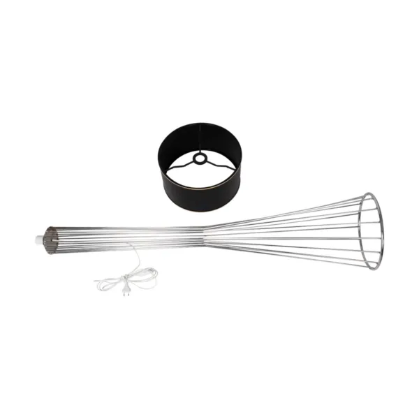 GloboStar® NOVA 201-0039 Μοντέρνο Επιδαπέδιο Φωτιστικό 1 x E27 IP20 Ασημί Μεταλλό με Μαύρο Ύφασμα - Μ38 x Π38 x Υ155cm - Image 11