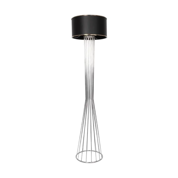 GloboStar® NOVA 201-0039 Μοντέρνο Επιδαπέδιο Φωτιστικό 1 x E27 IP20 Ασημί Μεταλλό με Μαύρο Ύφασμα - Μ38 x Π38 x Υ155cm - Image 4