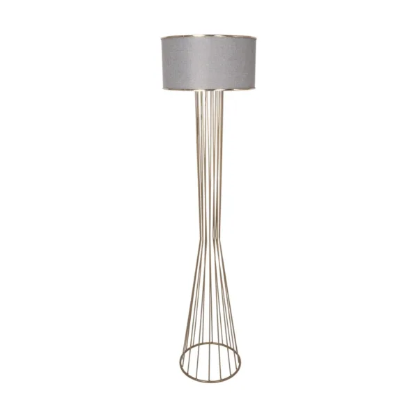 GloboStar® NOVA 201-0040 Μοντέρνο Επιδαπέδιο Φωτιστικό 1 x E27 IP20 Χρυσό Μεταλλό με Μπεζ Ύφασμα - Μ38 x Π38 x Υ155cm - Image 3