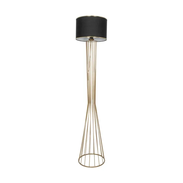 GloboStar® NOVA 201-0042 Μοντέρνο Επιδαπέδιο Φωτιστικό 1 x E27 IP20 Χρυσό Μεταλλό με Μαύρο Ύφασμα - Μ32 x Π32 x Υ155cm - Image 4