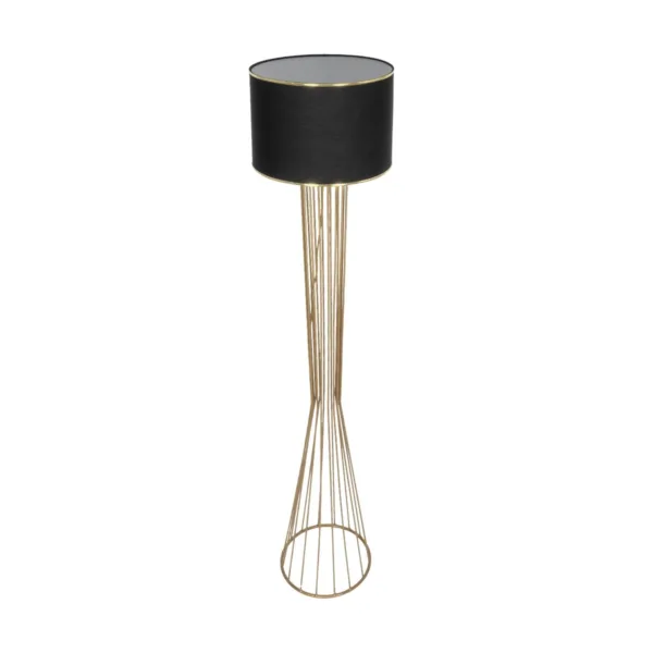 GloboStar® NOVA 201-0042 Μοντέρνο Επιδαπέδιο Φωτιστικό 1 x E27 IP20 Χρυσό Μεταλλό με Μαύρο Ύφασμα - Μ32 x Π32 x Υ155cm - Image 5
