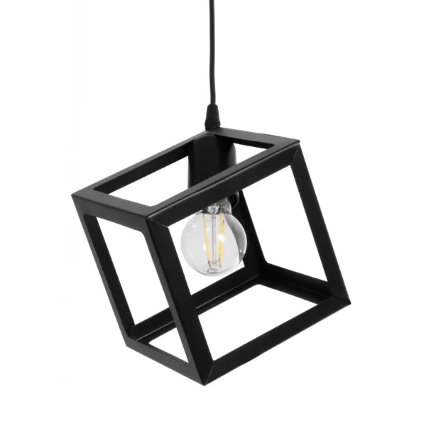GloboStar® DISE 201-0049 Μοντέρνο Κρεμαστό Φωτιστικό Κύβος Μονόφωτο 1 x E27 IP20 Μαύρο Μέταλλο - Μ18 x Π18 x Υ68cm - Image 5