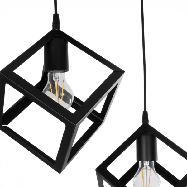 GloboStar® DISE 201-0050 Μοντέρνο Κρεμαστό Φωτιστικό Κύβος Δίφωτο 2 x E27 IP20 Μαύρο Μέταλλο - Μ30 x Π30 x Υ70cm - Image 6