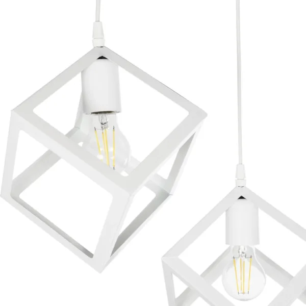 GloboStar® DISE 201-0053 Μοντέρνο Κρεμαστό Φωτιστικό Κύβος Δίφωτο 2 x E27 IP20 Λευκό Μέταλλο - Μ30 x Π30 x Υ70cm - Image 6