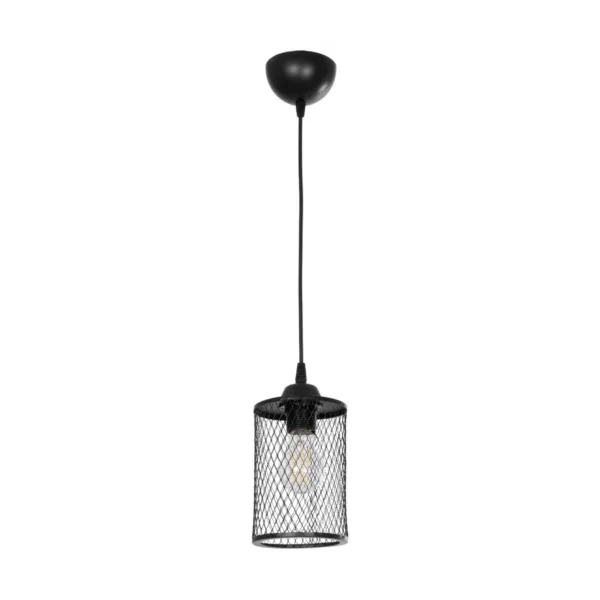 GloboStar® NOVAON 201-0058 Μοντέρνο Κρεμαστό Φωτιστικό Πλέγμα Μονόφωτο 1 x E27 IP20 Μαύρο Μέταλλο - Μ12 x Π12 x Υ70cm - Image 3