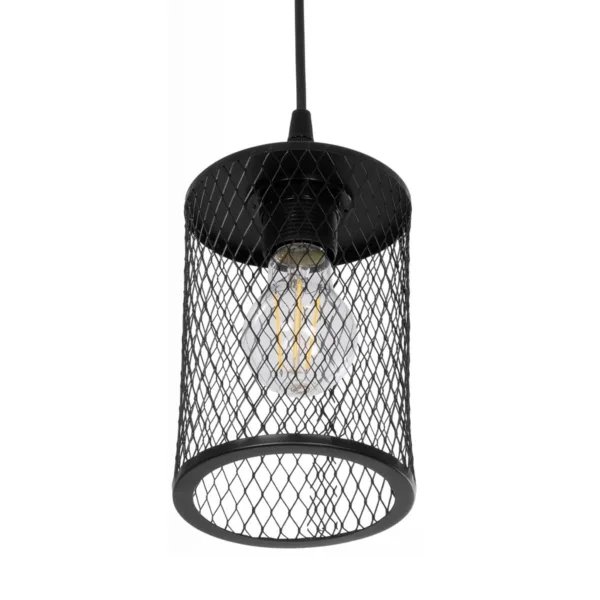 GloboStar® NOVAON 201-0058 Μοντέρνο Κρεμαστό Φωτιστικό Πλέγμα Μονόφωτο 1 x E27 IP20 Μαύρο Μέταλλο - Μ12 x Π12 x Υ70cm - Image 5