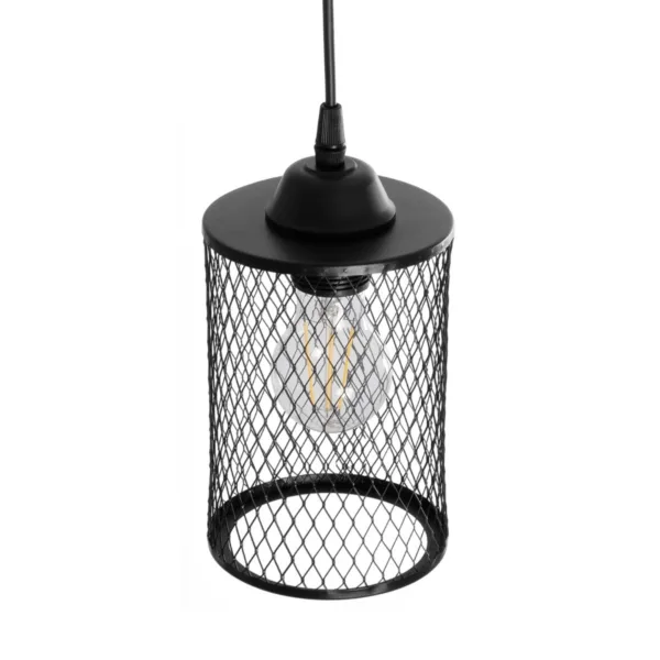 GloboStar® NOVAON 201-0058 Μοντέρνο Κρεμαστό Φωτιστικό Πλέγμα Μονόφωτο 1 x E27 IP20 Μαύρο Μέταλλο - Μ12 x Π12 x Υ70cm - Image 6