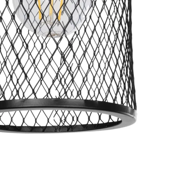 GloboStar® NOVAON 201-0058 Μοντέρνο Κρεμαστό Φωτιστικό Πλέγμα Μονόφωτο 1 x E27 IP20 Μαύρο Μέταλλο - Μ12 x Π12 x Υ70cm - Image 7