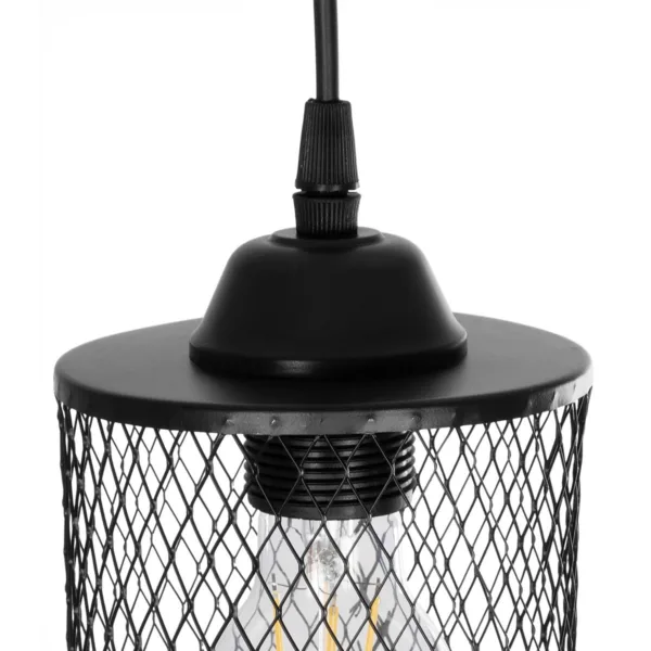 GloboStar® NOVAON 201-0058 Μοντέρνο Κρεμαστό Φωτιστικό Πλέγμα Μονόφωτο 1 x E27 IP20 Μαύρο Μέταλλο - Μ12 x Π12 x Υ70cm - Image 8