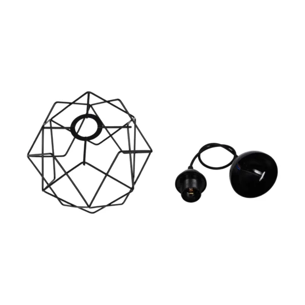 GloboStar® SOLON 201-0059 Μοντέρνο Κρεμαστό Φωτιστικό Πλέγμα Μονόφωτο 1 x E27 IP20 Μαύρο Μέταλλο - Μ22 x Π22 x Υ70cm - Image 10