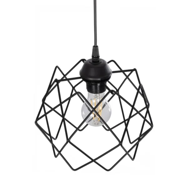 GloboStar® SOLON 201-0059 Μοντέρνο Κρεμαστό Φωτιστικό Πλέγμα Μονόφωτο 1 x E27 IP20 Μαύρο Μέταλλο - Μ22 x Π22 x Υ70cm - Image 6