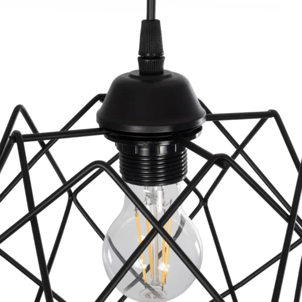 GloboStar® SOLON 201-0059 Μοντέρνο Κρεμαστό Φωτιστικό Πλέγμα Μονόφωτο 1 x E27 IP20 Μαύρο Μέταλλο - Μ22 x Π22 x Υ70cm - Image 8