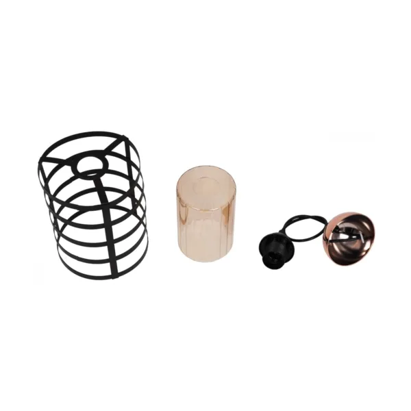 GloboStar® SOLON 201-0060 Μοντέρνο Κρεμαστό Φωτιστικό Πλέγμα Μονόφωτο 1 x E27 IP20 Μπρονζέ με Μαύρο Μέταλλο - Μ20 x Π20 x Υ70cm - Image 10