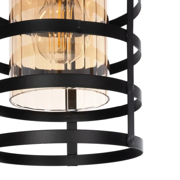GloboStar® SOLON 201-0060 Μοντέρνο Κρεμαστό Φωτιστικό Πλέγμα Μονόφωτο 1 x E27 IP20 Μπρονζέ με Μαύρο Μέταλλο - Μ20 x Π20 x Υ70cm - Image 7