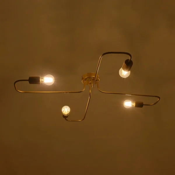 GloboStar® MOORNA 201-0065 Vintage Οροφής Πλέγμα Πολύφωτο 4 x E27 IP20 Χρυσό Μέταλλο - Μ50 x Π50 x Υ15cm - Image 2