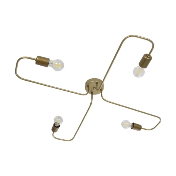 GloboStar® MOORNA 201-0065 Vintage Οροφής Πλέγμα Πολύφωτο 4 x E27 IP20 Χρυσό Μέταλλο - Μ50 x Π50 x Υ15cm - Image 4