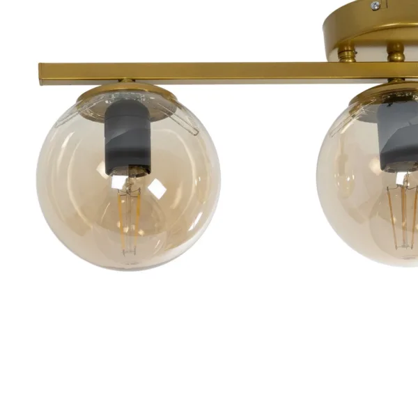 GloboStar® RADIAM 201-0066 Vintage Φωτιστικό Οροφής Ράγα Τρίφωτο 3 x E27 IP20 Χρυσό Μέταλλο με Διαφανή Μπάλα - Μ60 x Π20 x Υ25cm - Image 5