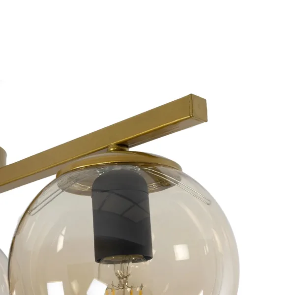 GloboStar® RADIAM 201-0066 Vintage Φωτιστικό Οροφής Ράγα Τρίφωτο 3 x E27 IP20 Χρυσό Μέταλλο με Διαφανή Μπάλα - Μ60 x Π20 x Υ25cm - Image 6