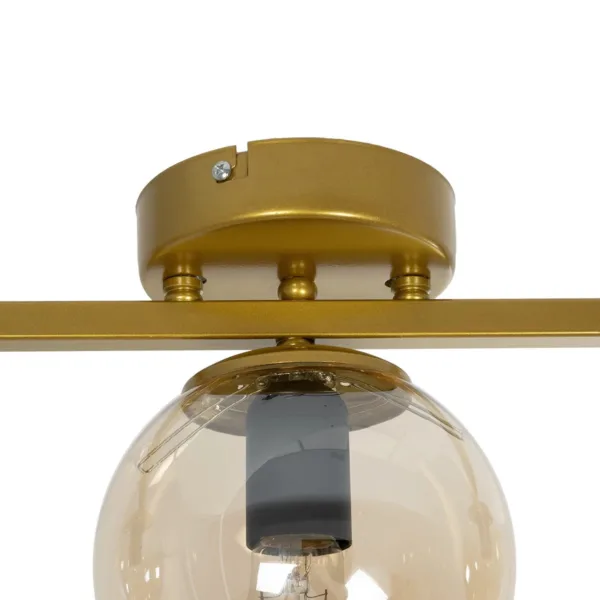 GloboStar® RADIAM 201-0066 Vintage Φωτιστικό Οροφής Ράγα Τρίφωτο 3 x E27 IP20 Χρυσό Μέταλλο με Διαφανή Μπάλα - Μ60 x Π20 x Υ25cm - Image 7
