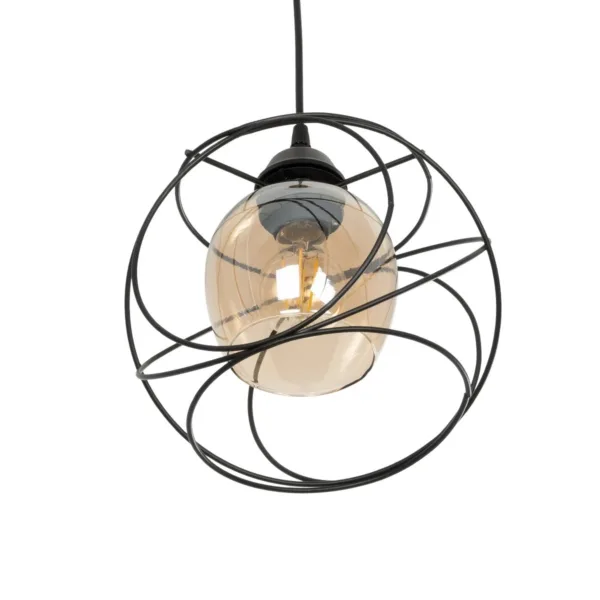 GloboStar® GLINDER 201-0068 Vintage Κρεμαστό Φωτιστικό Οροφής Πλέγμα Μονόφωτο 1 x E27 IP20 Μαύρο Μέταλλο - Μ20 x Π20 x Υ68cm - Image 5
