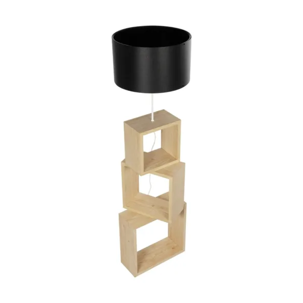 GloboStar® LUMO 201-0070 Μοντέρνο Επιδαπέδιο Φωτιστικό Μονόφωτο 1 x E27 IP20 Μπεζ Ξύλο με Μαύρο Ύφασμα - Μ37 x Π37 x Υ155cm - Image 4
