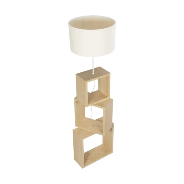 GloboStar® LUMO 201-0071 Μοντέρνο Επιδαπέδιο Φωτιστικό Μονόφωτο 1 x E27 IP20 Μπεζ Ξύλο με Μπεζ Ύφασμα - Μ37 x Π37 x Υ155cm - Image 4