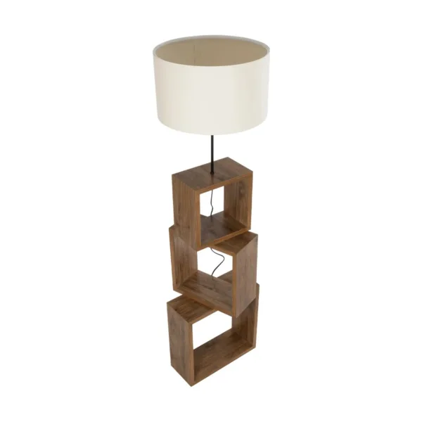 GloboStar® LUMO 201-0073 Μοντέρνο Επιδαπέδιο Φωτιστικό Μονόφωτο 1 x E27 IP20 Καρυδί Ξύλο με Μπεζ Ύφασμα - Μ37 x Π37 x Υ155cm - Image 4