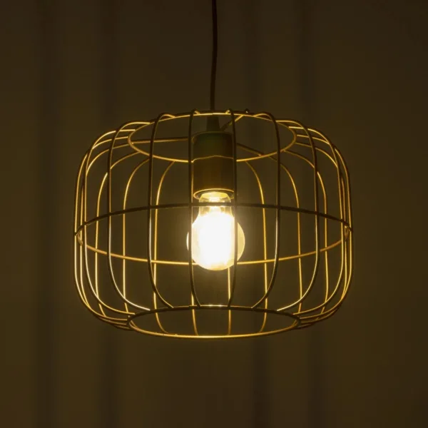 GloboStar® LUCANA 201-0074 Vintage Κρεμαστό Φωτιστικό Πλέγμα Μονόφωτο 1 x E27 IP20 Χρυσό Μέταλλο - Μ30 x Π30 x Υ70cm - Image 2