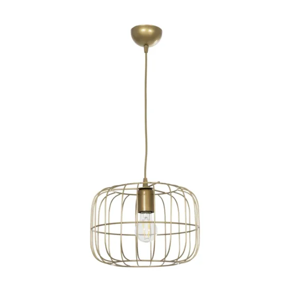 GloboStar® LUCANA 201-0074 Vintage Κρεμαστό Φωτιστικό Πλέγμα Μονόφωτο 1 x E27 IP20 Χρυσό Μέταλλο - Μ30 x Π30 x Υ70cm - Image 3