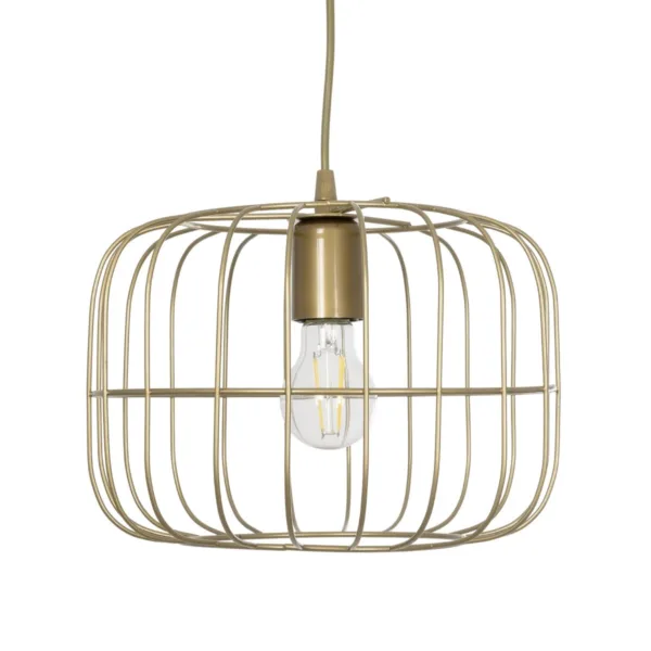 GloboStar® LUCANA 201-0074 Vintage Κρεμαστό Φωτιστικό Πλέγμα Μονόφωτο 1 x E27 IP20 Χρυσό Μέταλλο - Μ30 x Π30 x Υ70cm - Image 4