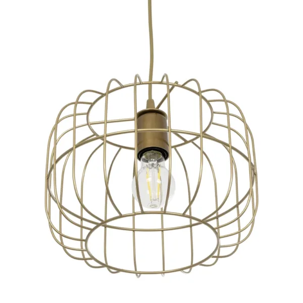 GloboStar® LUCANA 201-0074 Vintage Κρεμαστό Φωτιστικό Πλέγμα Μονόφωτο 1 x E27 IP20 Χρυσό Μέταλλο - Μ30 x Π30 x Υ70cm - Image 5