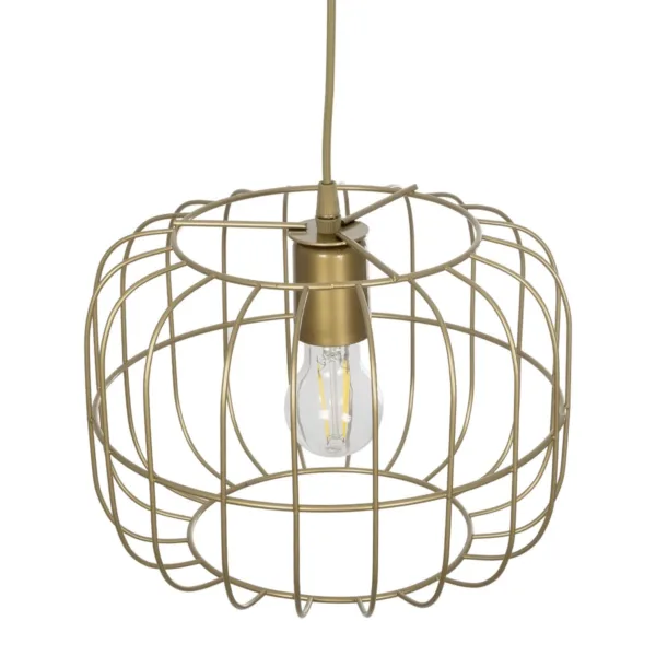 GloboStar® LUCANA 201-0074 Vintage Κρεμαστό Φωτιστικό Πλέγμα Μονόφωτο 1 x E27 IP20 Χρυσό Μέταλλο - Μ30 x Π30 x Υ70cm - Image 6
