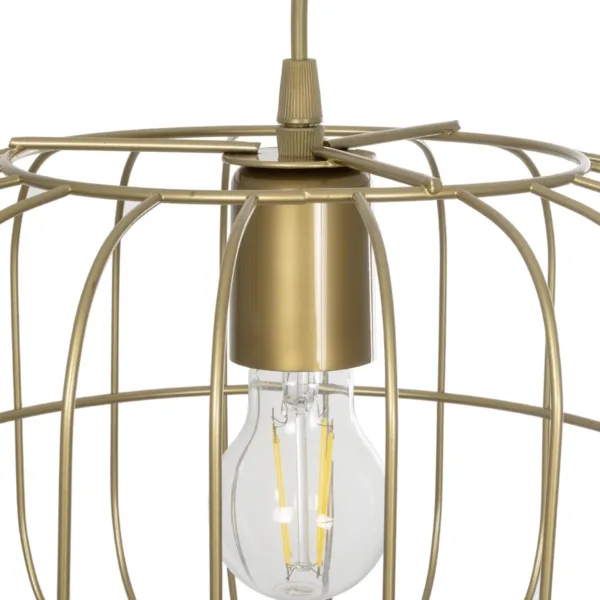 GloboStar® LUCANA 201-0074 Vintage Κρεμαστό Φωτιστικό Πλέγμα Μονόφωτο 1 x E27 IP20 Χρυσό Μέταλλο - Μ30 x Π30 x Υ70cm - Image 8