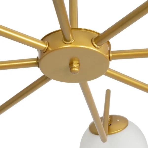 GloboStar® CANTILIER 201-0076 Vintage Φωτιστικό Οροφής Μπάλα Πολύφωτο 8 x E27 IP20 Χρυσό Μέταλλο με Γαλακτερό Γυαλί - Μ87 x Π87 x Υ52cm - Image 7