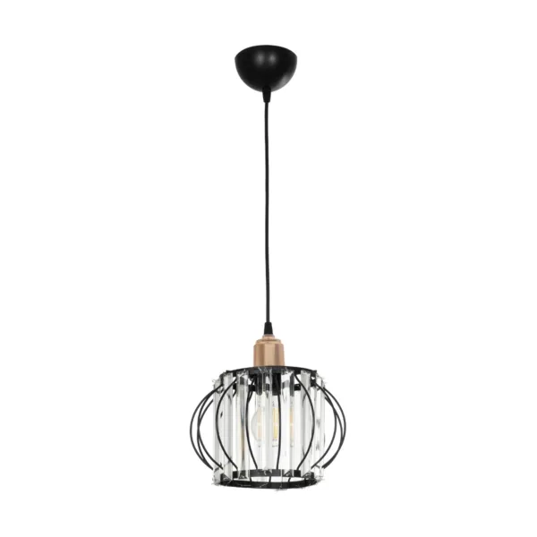 GloboStar® LUCERO 201-0078 Vintage Κρεμαστό Φωτιστικό Πλέγμα Μονόφωτο 1 x E27 IP20 Μαύρο και Χρυσό Μέταλλο - Μ16 x Π16 x Υ70cm - Image 3