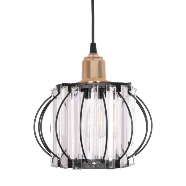 GloboStar® LUCERO 201-0078 Vintage Κρεμαστό Φωτιστικό Πλέγμα Μονόφωτο 1 x E27 IP20 Μαύρο και Χρυσό Μέταλλο - Μ16 x Π16 x Υ70cm - Image 4