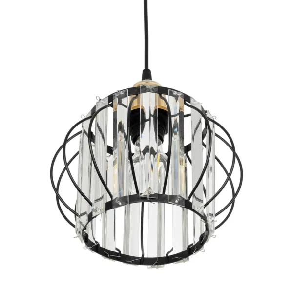 GloboStar® LUCERO 201-0078 Vintage Κρεμαστό Φωτιστικό Πλέγμα Μονόφωτο 1 x E27 IP20 Μαύρο και Χρυσό Μέταλλο - Μ16 x Π16 x Υ70cm - Image 5