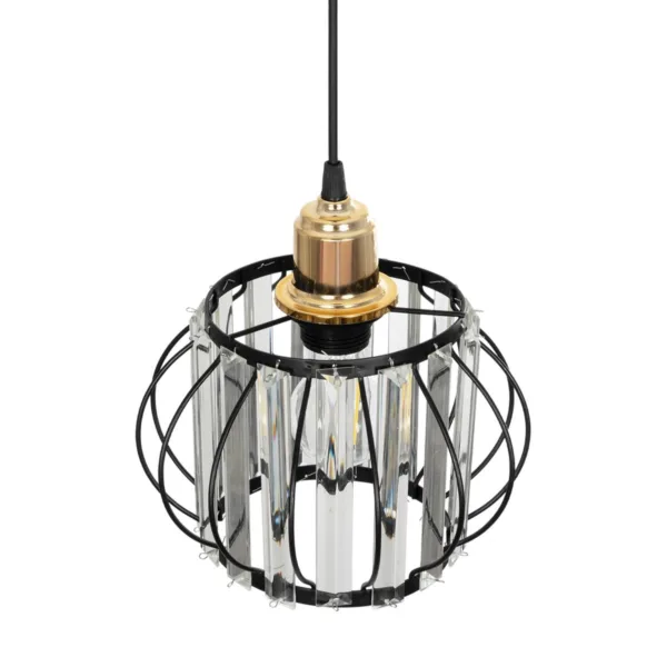 GloboStar® LUCERO 201-0078 Vintage Κρεμαστό Φωτιστικό Πλέγμα Μονόφωτο 1 x E27 IP20 Μαύρο και Χρυσό Μέταλλο - Μ16 x Π16 x Υ70cm - Image 6