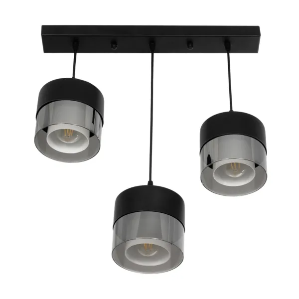 GloboStar® SHINEVA 201-0080 Vintage Κρεμαστό Φωτιστικό Ράγα Τρίφωτο 3 x E27 IP20 Μαύρο Μέταλλο - Μ55 x Π25 x Υ70cm - Image 4
