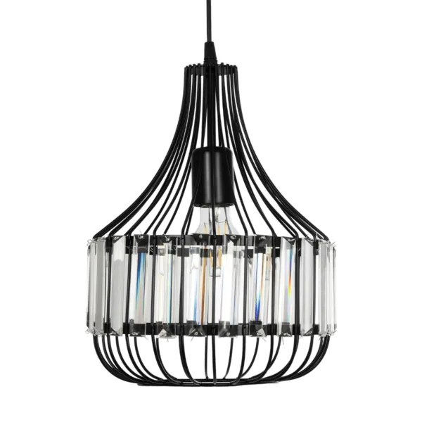 GloboStar® LUMAON 201-0081 Vintage Κρεμαστό Φωτιστικό Πλέγμα Μονόφωτο 1 x E27 IP20 Μαύρο Μέταλλο - Μ28 x Π28 x Υ80cm - Image 4