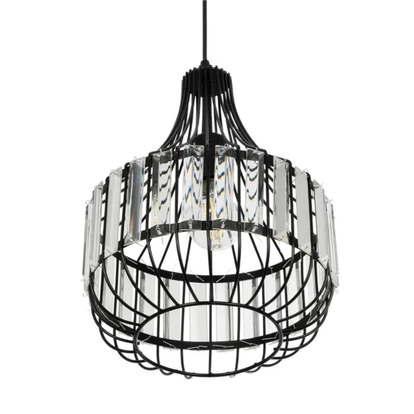 GloboStar® LUMAON 201-0081 Vintage Κρεμαστό Φωτιστικό Πλέγμα Μονόφωτο 1 x E27 IP20 Μαύρο Μέταλλο - Μ28 x Π28 x Υ80cm - Image 5