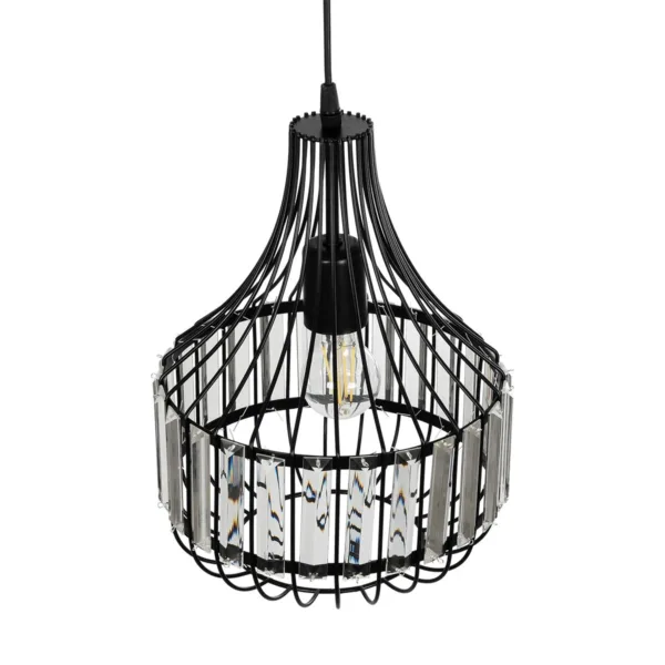 GloboStar® LUMAON 201-0081 Vintage Κρεμαστό Φωτιστικό Πλέγμα Μονόφωτο 1 x E27 IP20 Μαύρο Μέταλλο - Μ28 x Π28 x Υ80cm - Image 6