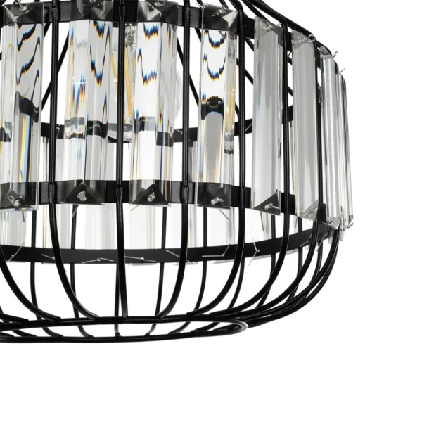 GloboStar® LUMAON 201-0081 Vintage Κρεμαστό Φωτιστικό Πλέγμα Μονόφωτο 1 x E27 IP20 Μαύρο Μέταλλο - Μ28 x Π28 x Υ80cm - Image 7